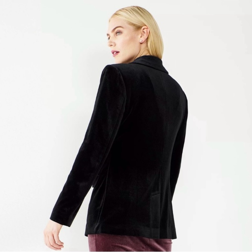 Nine West Cara Santana X Black Velvet Blazer Jacket - Picture 3 of 16